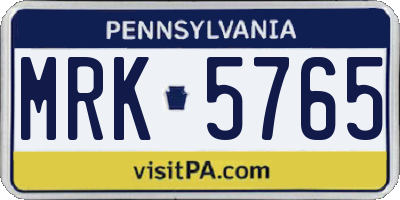 PA license plate MRK5765