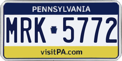 PA license plate MRK5772