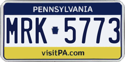 PA license plate MRK5773