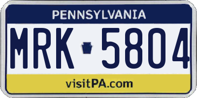 PA license plate MRK5804