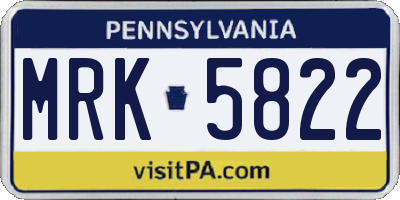 PA license plate MRK5822