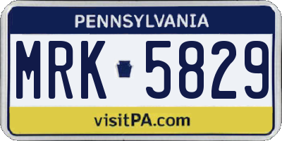PA license plate MRK5829