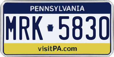 PA license plate MRK5830