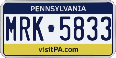 PA license plate MRK5833
