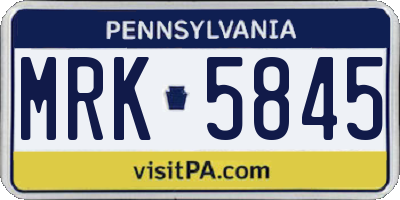 PA license plate MRK5845