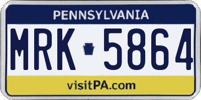 PA license plate MRK5864