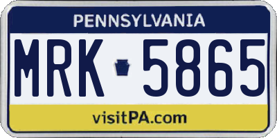 PA license plate MRK5865