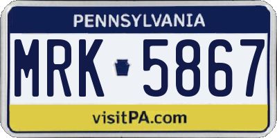 PA license plate MRK5867
