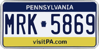 PA license plate MRK5869