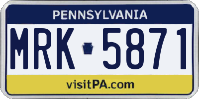 PA license plate MRK5871
