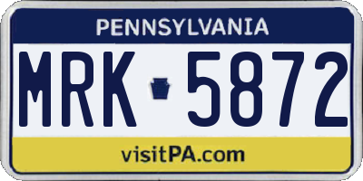 PA license plate MRK5872