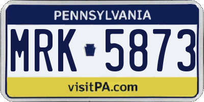 PA license plate MRK5873
