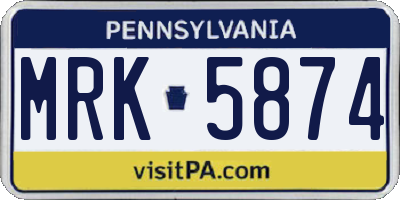 PA license plate MRK5874