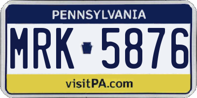 PA license plate MRK5876