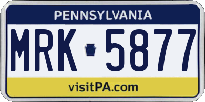 PA license plate MRK5877