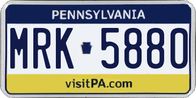 PA license plate MRK5880