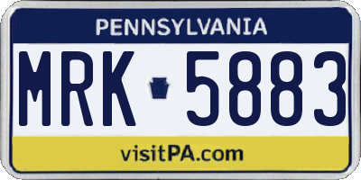PA license plate MRK5883