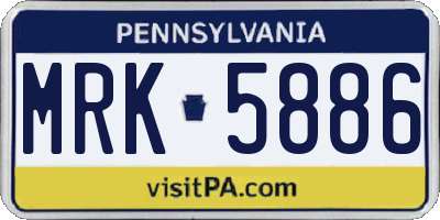 PA license plate MRK5886