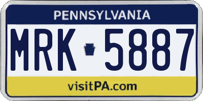 PA license plate MRK5887