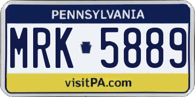 PA license plate MRK5889
