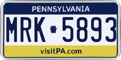 PA license plate MRK5893