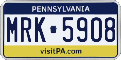 PA license plate MRK5908