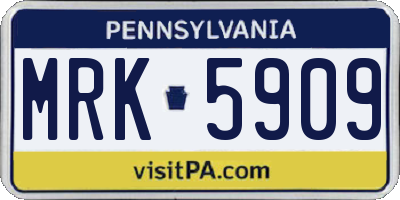 PA license plate MRK5909