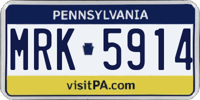PA license plate MRK5914