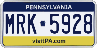 PA license plate MRK5928