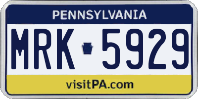 PA license plate MRK5929
