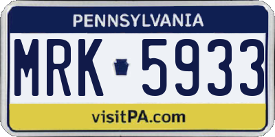 PA license plate MRK5933