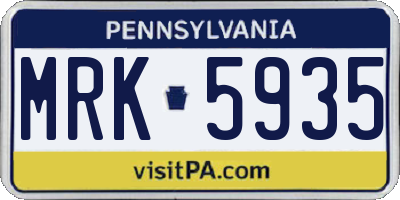 PA license plate MRK5935
