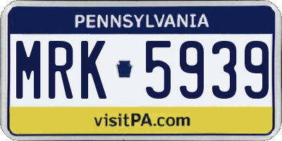 PA license plate MRK5939