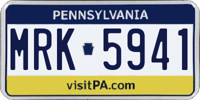 PA license plate MRK5941
