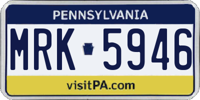 PA license plate MRK5946