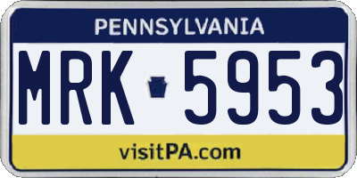 PA license plate MRK5953