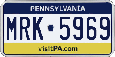 PA license plate MRK5969