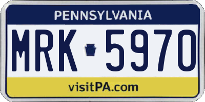 PA license plate MRK5970