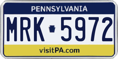 PA license plate MRK5972