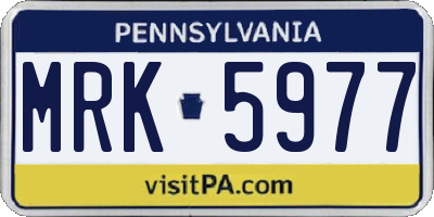 PA license plate MRK5977
