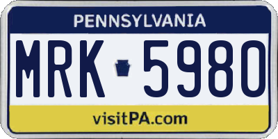 PA license plate MRK5980