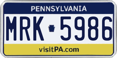PA license plate MRK5986
