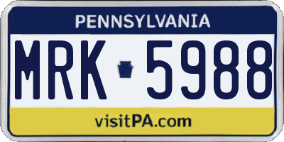 PA license plate MRK5988