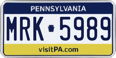 PA license plate MRK5989