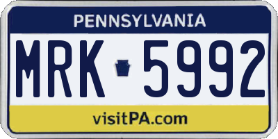 PA license plate MRK5992