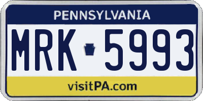 PA license plate MRK5993