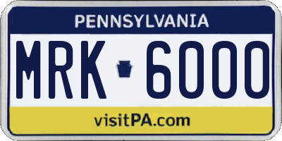 PA license plate MRK6000