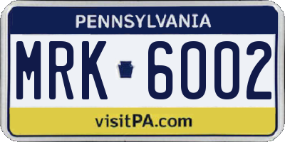 PA license plate MRK6002