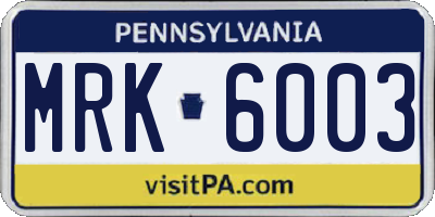 PA license plate MRK6003