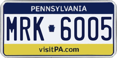 PA license plate MRK6005